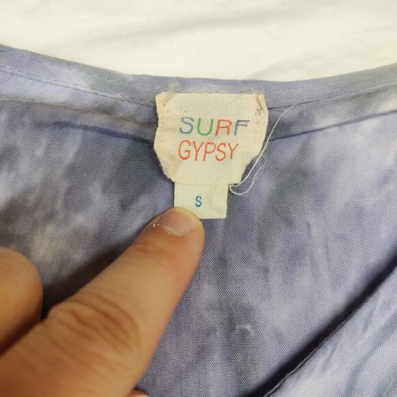 Surf Gypsy Blue Tassel Tie Dye Lightweight Sheer Swim Cover Up Tunic Small Boho - Picture 8 of 12